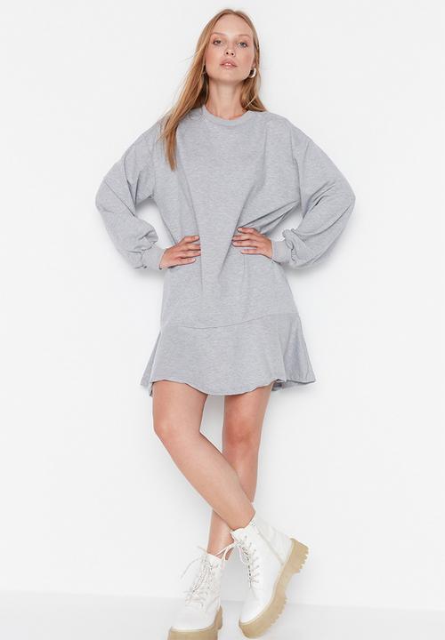 Trendyol - Flare hem mini dress - grey