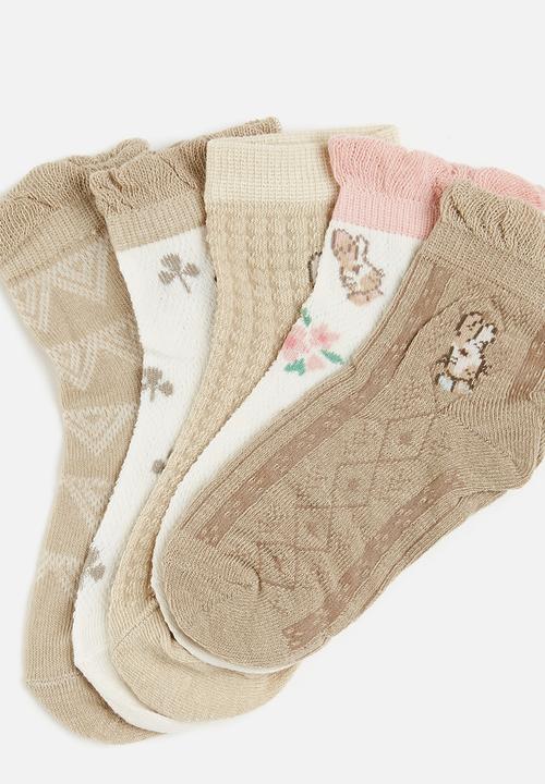 Pop Candy - 5 pack bunny socks - multi