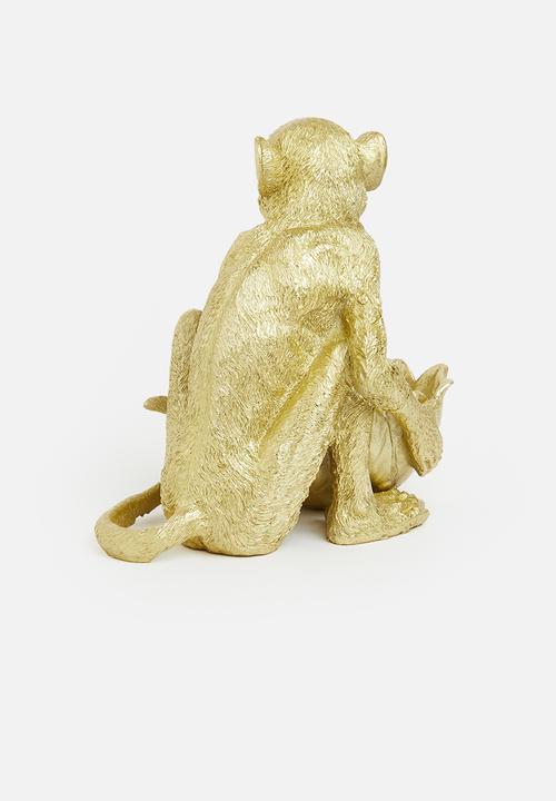 H&S - Monkey holding leaf bowl - gold 