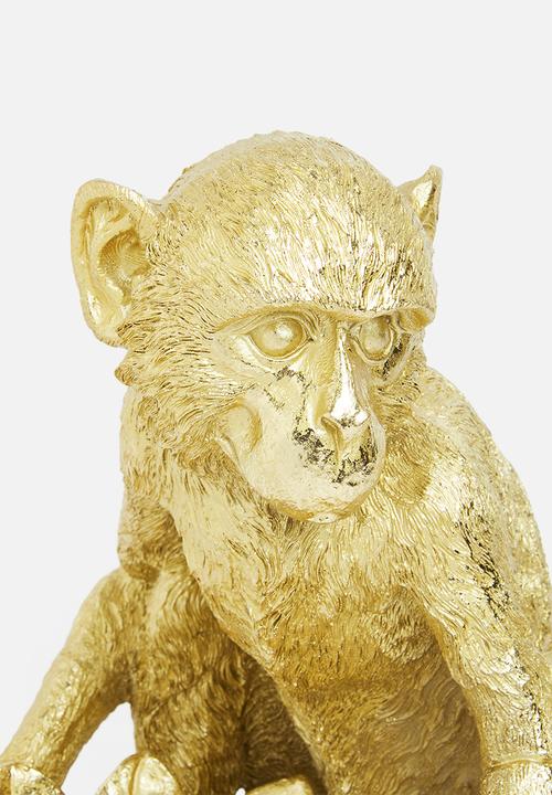 H&S - Monkey holding leaf bowl - gold 