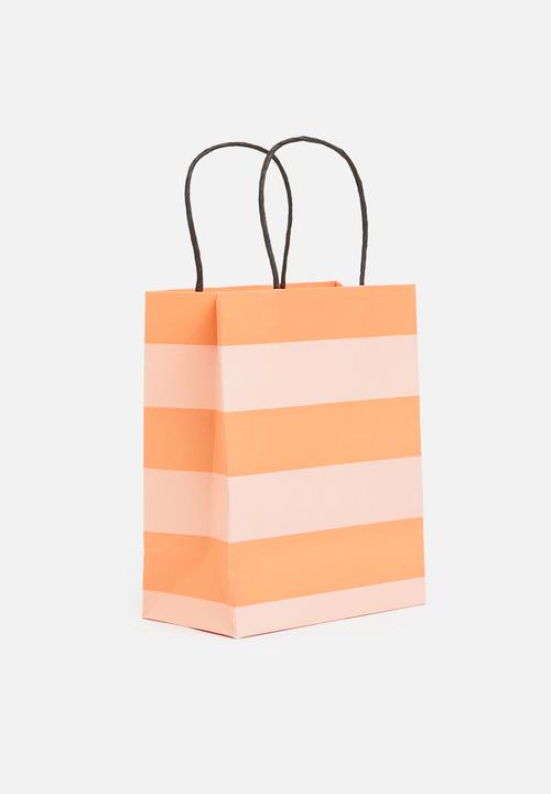 Typo - Get stuffed gift bag - small peach/whisper pink block stripe