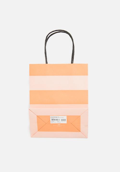 Typo - Get stuffed gift bag - small peach/whisper pink block stripe