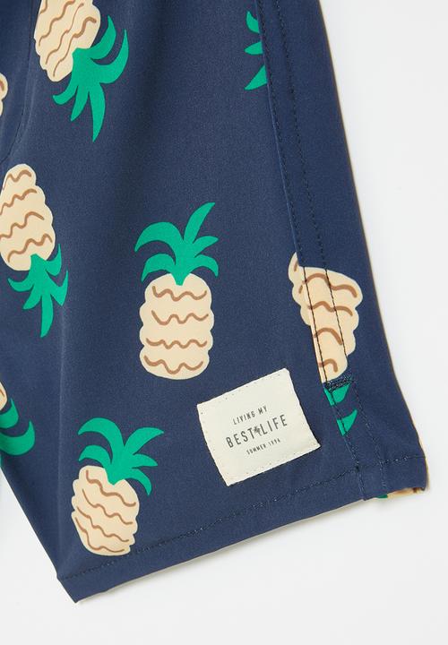 Cotton On - Bailey swim short - petty blue/tropical pineapples