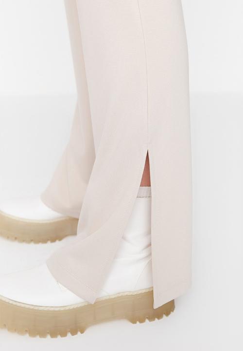 Trendyol - Wide leg slit trousers - beige