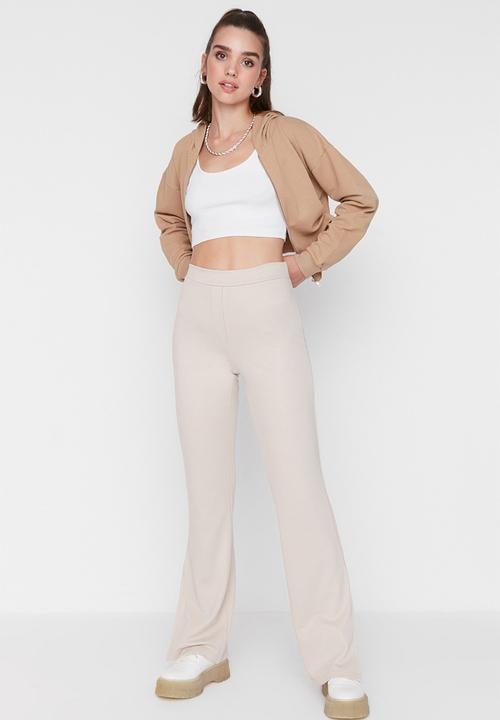Trendyol - Wide leg slit trousers - beige