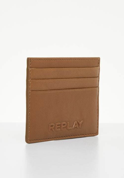 Replay - Replay leather wallet - brown wood