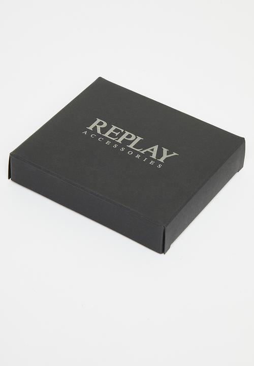 Replay - Replay leather wallet - brown wood