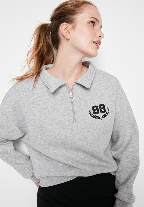 Trendyol - Loose fit zippered sweatshirt - grey
