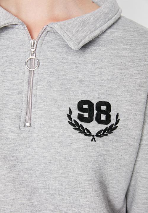 Trendyol - Loose fit zippered sweatshirt - grey