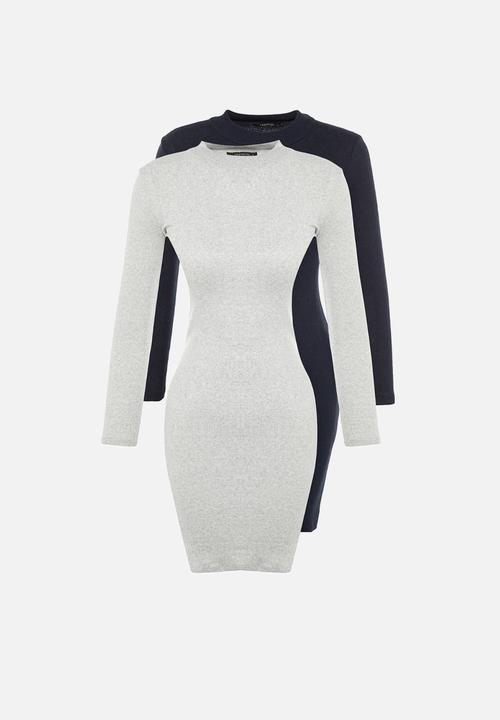 Trendyol - 2-pack turtleneck knit dress - black/grey
