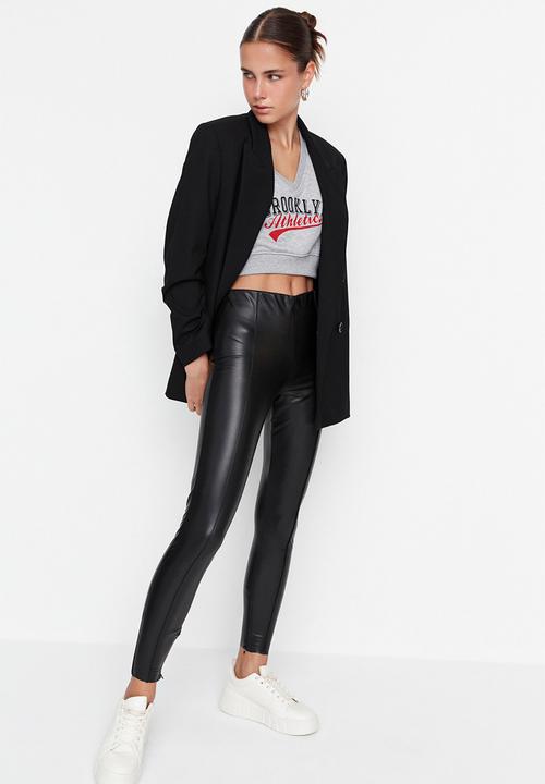 Trendyol - High waist faux leather leggings - black