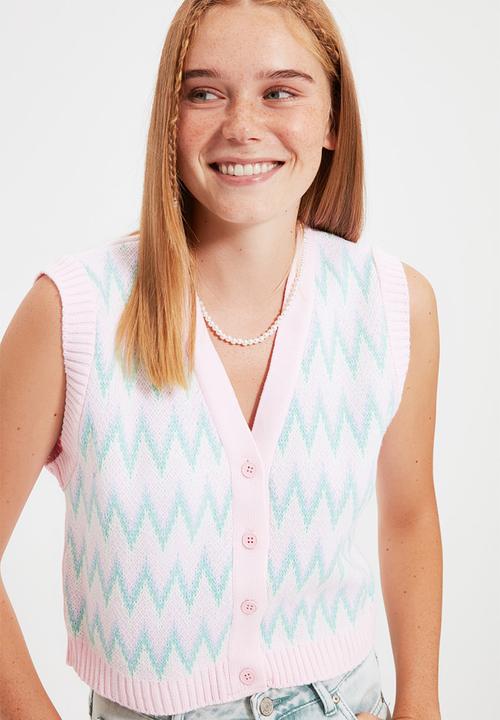 Trendyol - Plaid sweater vest - pink