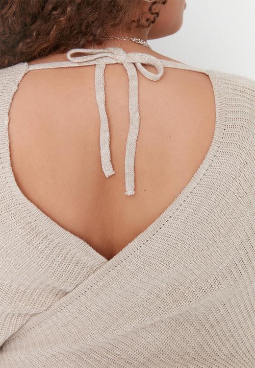 Trendyol - Plus wrap sweater - stone