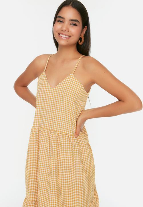 Trendyol - Gingham maxi dress - yellow