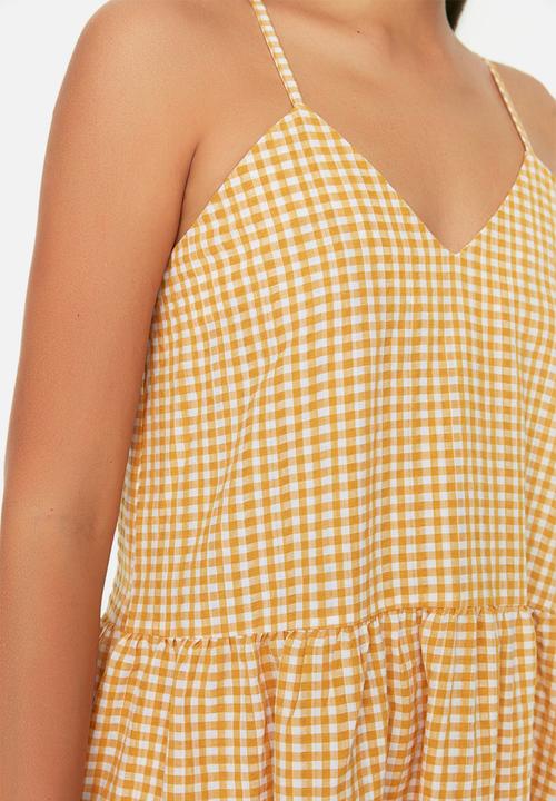 Trendyol - Gingham maxi dress - yellow