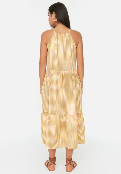 Trendyol - Gingham maxi dress - yellow
