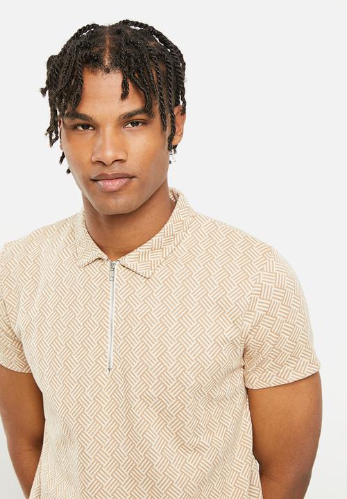 Brave Soul - Mps-501weave golfer - beige & ecru