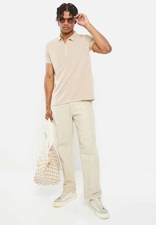 Brave Soul - Mps-501weave golfer - beige & ecru