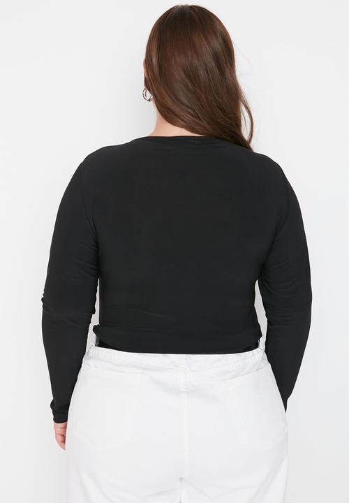 Trendyol - Plus cutout detail bodysuit - black