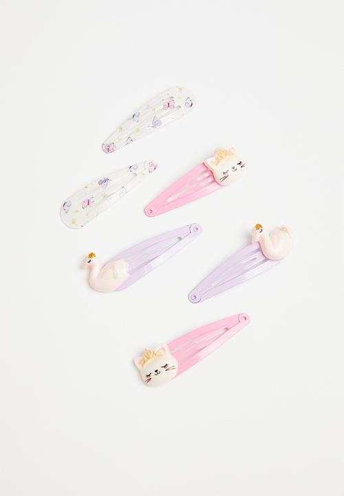 Pop Candy - Girls 6 pack hair clips - pink & purple 