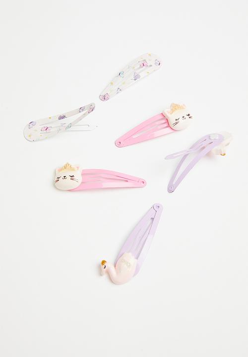 Pop Candy - Girls 6 pack hair clips - pink & purple 