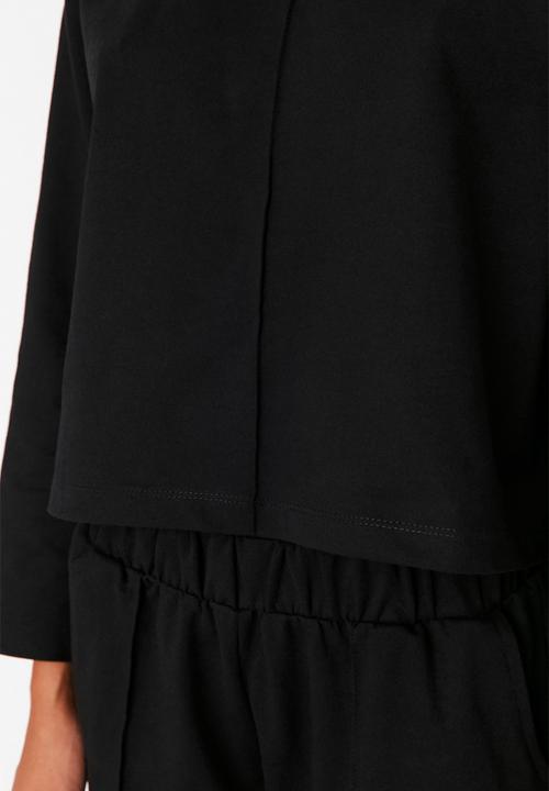 Trendyol - Black ribbed tracksuit set - black