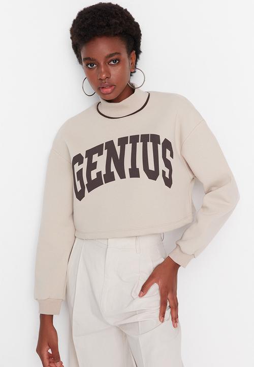 Trendyol - High collar crop sweatshirt - beige