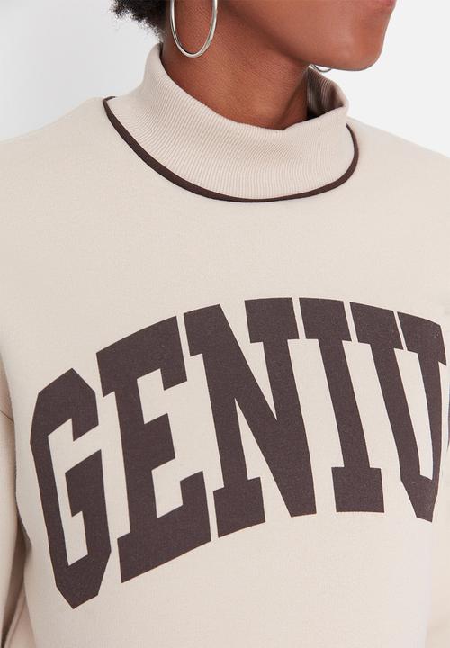 Trendyol - High collar crop sweatshirt - beige