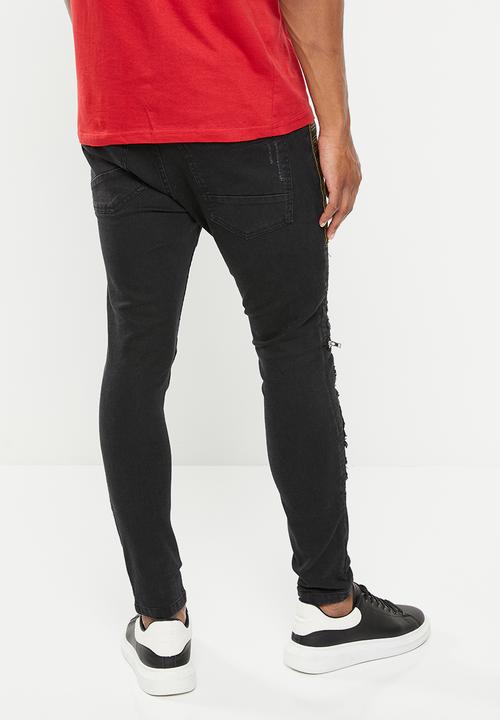 Brave Soul - Mjn-rubin knee zip biker - black