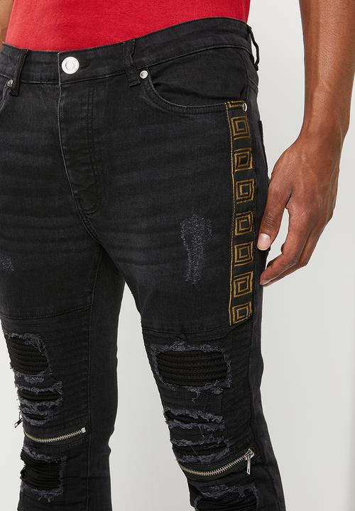 Brave Soul - Mjn-rubin knee zip biker - black