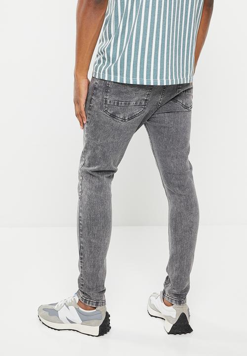 Brave Soul - Mjn-jacegrey acid wash skinny - charcoal