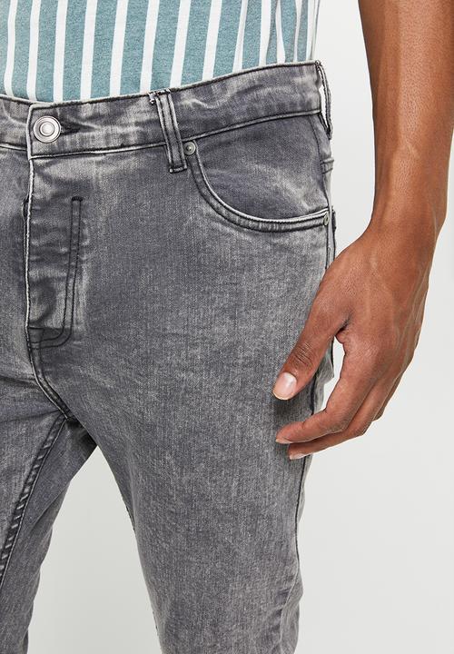 Brave Soul - Mjn-jacegrey acid wash skinny - charcoal