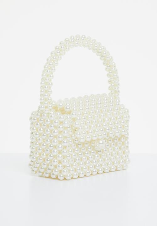 Tessa Design - Tessa pearl beaded clutch bag - white