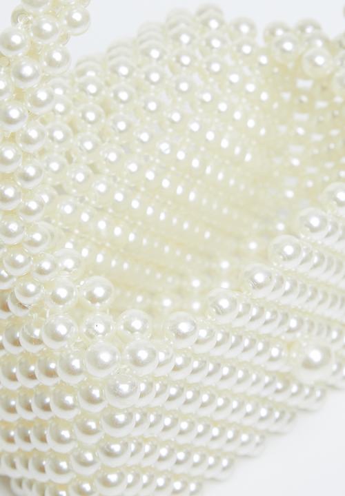 Tessa Design - Tessa pearl beaded clutch bag - white