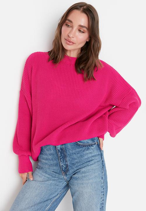 Trendyol - Oversized knit sweater vest - fuchsia