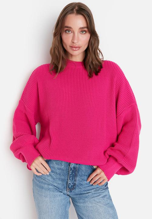 Trendyol - Oversized knit sweater vest - fuchsia