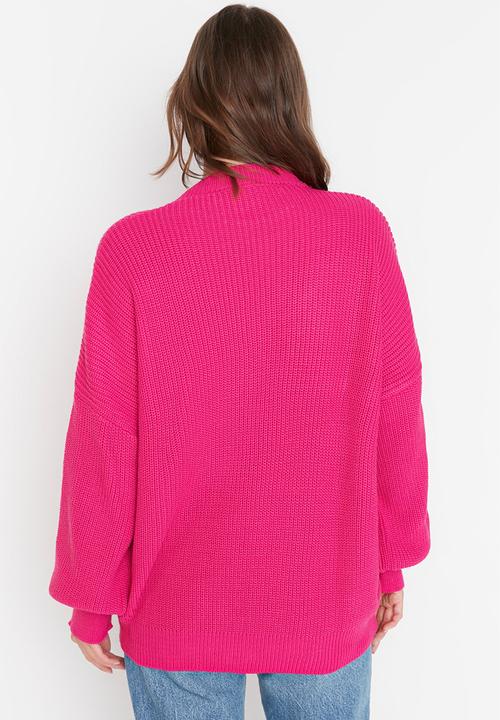 Trendyol - Oversized knit sweater vest - fuchsia