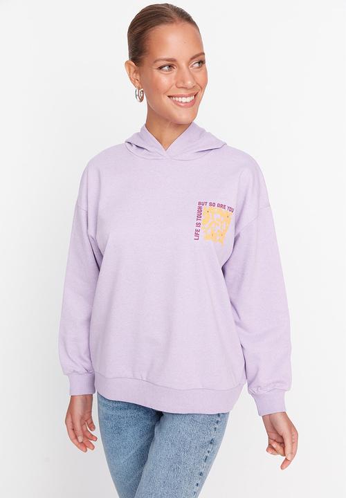 Trendyol - Hooded loose fit sweatshirt - purple