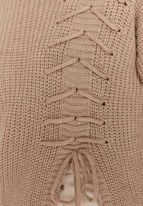 Trendyol - Lace detailed knit sweater - beige