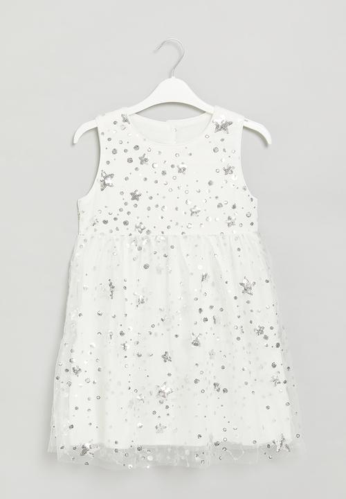 Pop Candy - Girls star dress - white