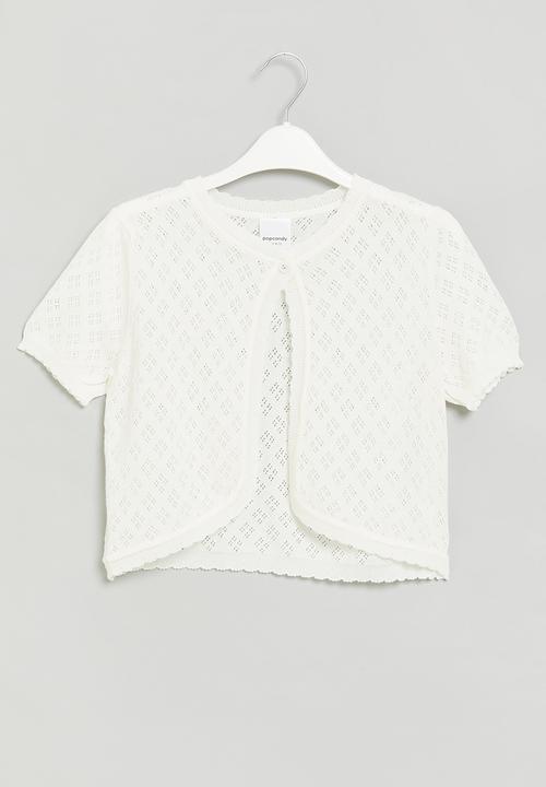 Pop Candy - Girls cropped cardigan - white