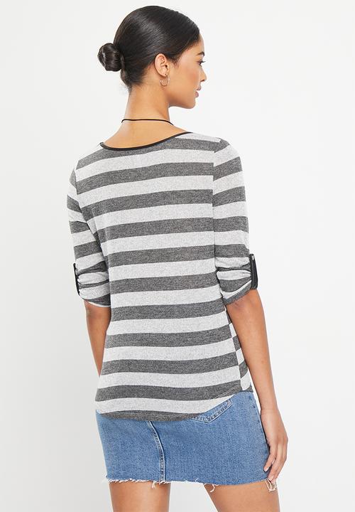 HAILYS - T-shirt - grey marle stripe
