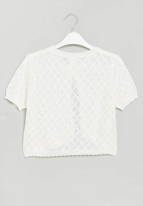 Pop Candy - Girls cropped cardigan - white