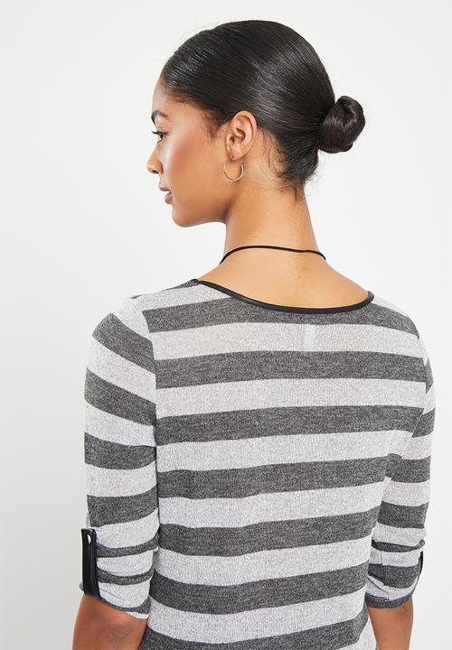 HAILYS - T-shirt - grey marle stripe