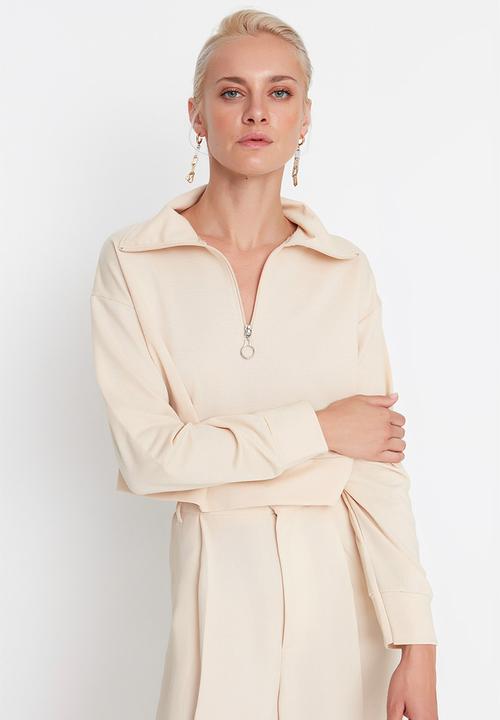 Trendyol - Polo crop sweatshirt - stone