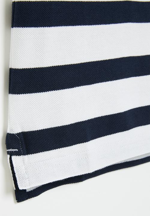 POLO - Boys striped short sleeve golfer - white