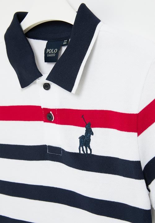 POLO - Boys striped short sleeve golfer - white