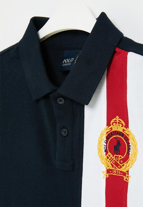 POLO - Boys equestrian short sleeve golfer - navy & red
