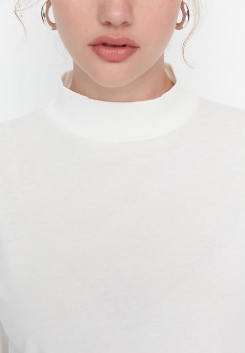 Trendyol - High collar crop top  - ecru