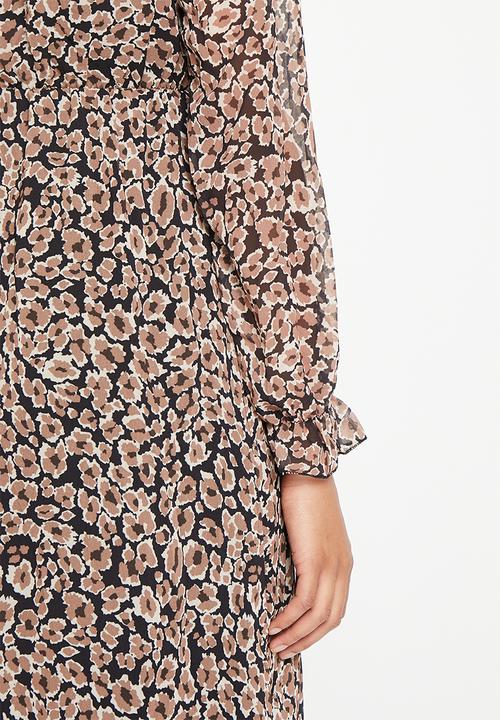HAILYS - Midi dress - black & brown